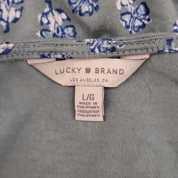 Lucky Brand Womens Large Square Neck Floral Blouse Cinched Cuffs Western - Picture 2 of 8